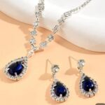 Droplet shape Zircon earrings and pendant