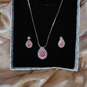 Pink And Gold Necklace Set